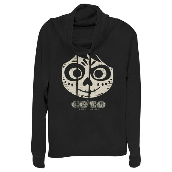 Junior's Coco Miguel Skeleton Cowl Neck Sweatshirt Black Large