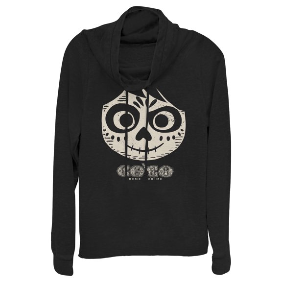 Junior's Coco Miguel Skeleton Cowl Neck Sweatshirt Black Small