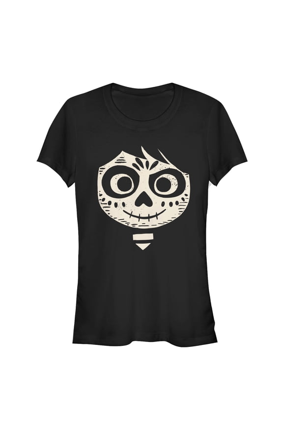 Junior's Coco Miguel Skeleton Face  Graphic Tee Black Medium