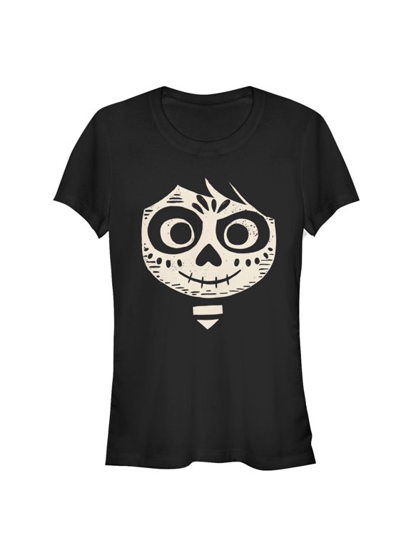 Junior's Coco Miguel Skeleton Face Graphic Tee Black X Large