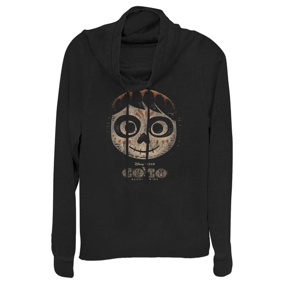 Junior's Coco Miguel Skeleton Hat Cowl Neck Sweatshirt Black Medium