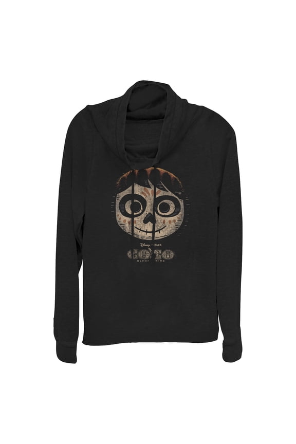 Junior's Coco Miguel Skeleton Hat Cowl Neck Sweatshirt Black X Small