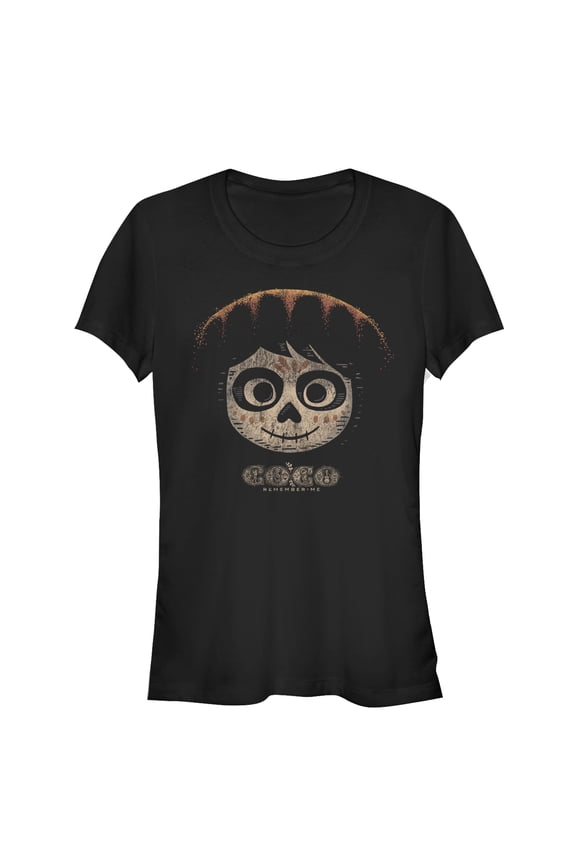 Junior's Coco Miguel Skeleton Hat  Graphic Tee Black Medium