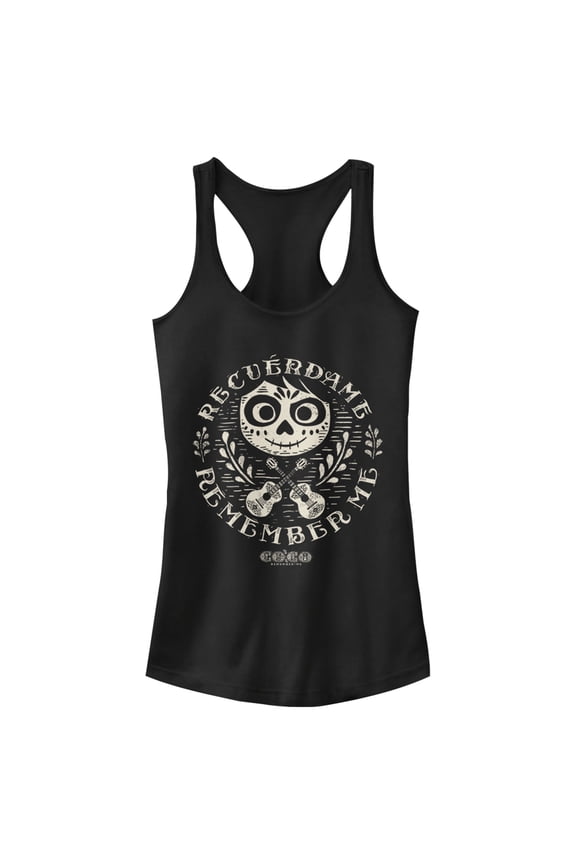 Junior's Coco Remember Me Song Racerback Tank Top Black Medium