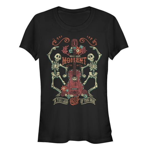 Junior's Coco Seize Moment Skeleton Dance Graphic Tee Black Small