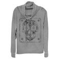 thumbnail image 1 of Junior's Coco Sugar Skull Stamp  Cowl Neck Sweatshirt Gray Heather X Small, 1 of 3