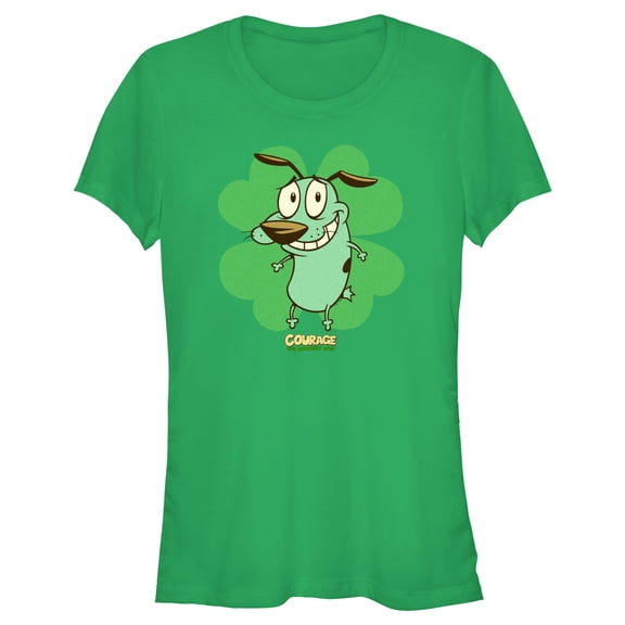 Junior's Courage the Cowardly Dog St. Patrick’s Day Clover  Graphic Tee Kelly Green Medium