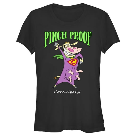 Junior's Cow and Chicken St. Patrick’s Day Pinch Proof  Graphic Tee Black X Large