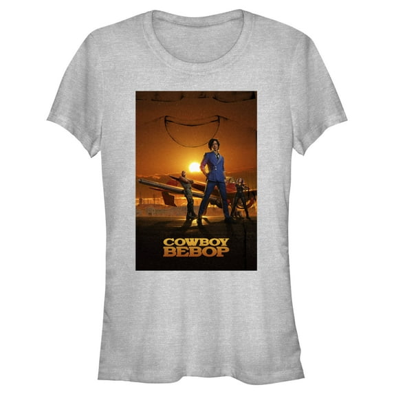 Junior's Cowboy Bebop Sunset Poster Graphic Tee Athletic Heather X Large