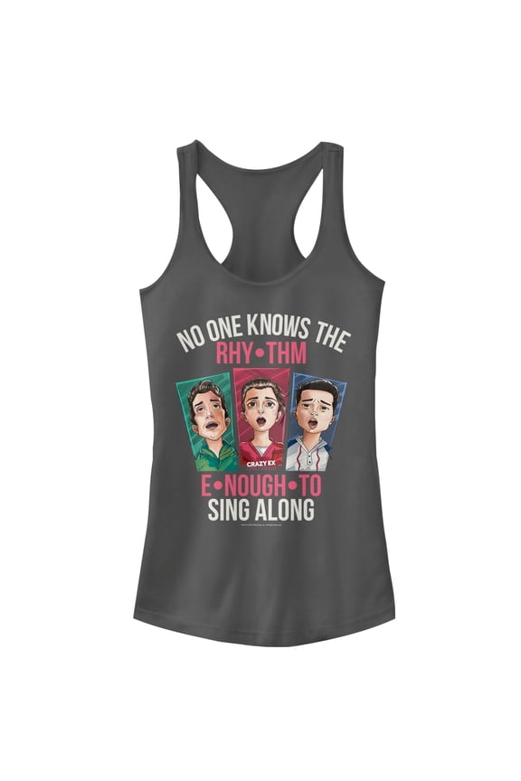 Junior's Crazy Ex-Girlfriend No One Knows the Rhythm Racerback Tank Top Charcoal X Large