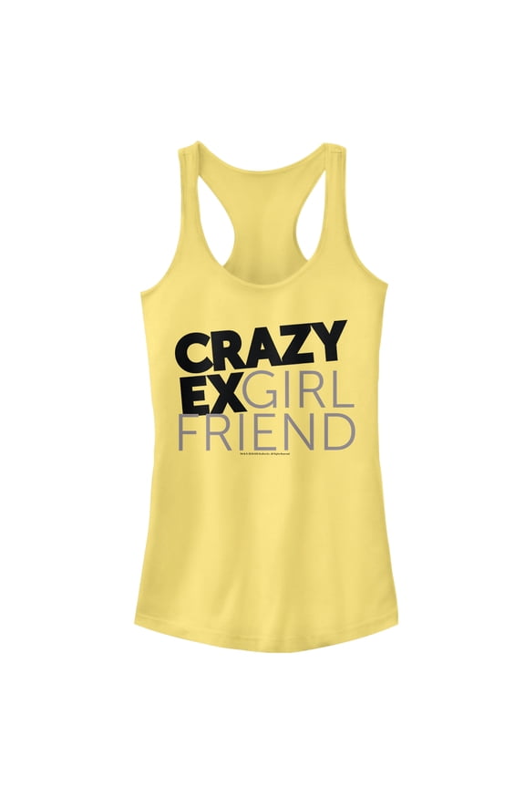 Junior's Crazy Ex-Girlfriend Text Logo Racerback Tank Top Banana Medium