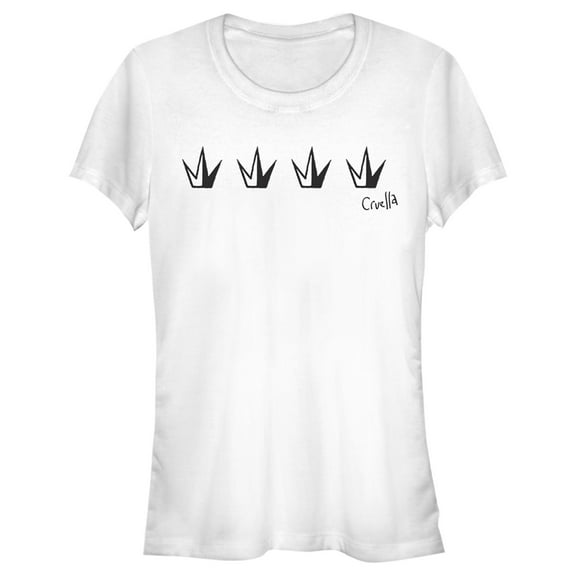 Junior's Cruella Crowns Logo  Graphic Tee White X Large