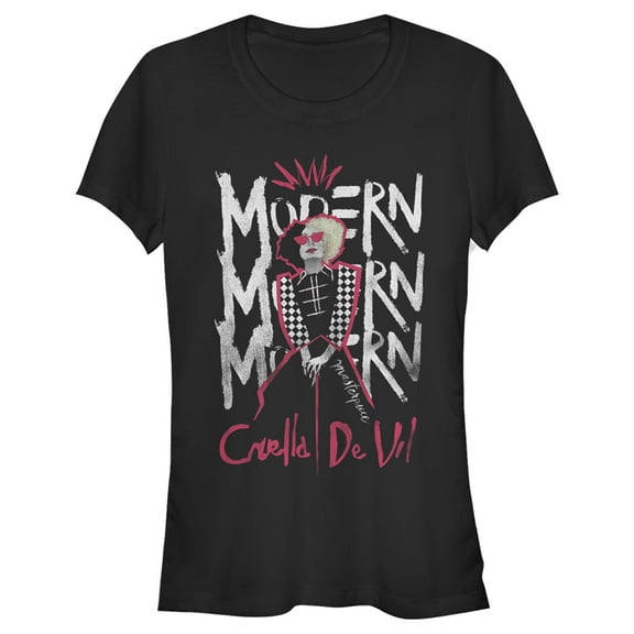 Junior's Cruella Modern Masterpiece  Graphic Tee Black Medium