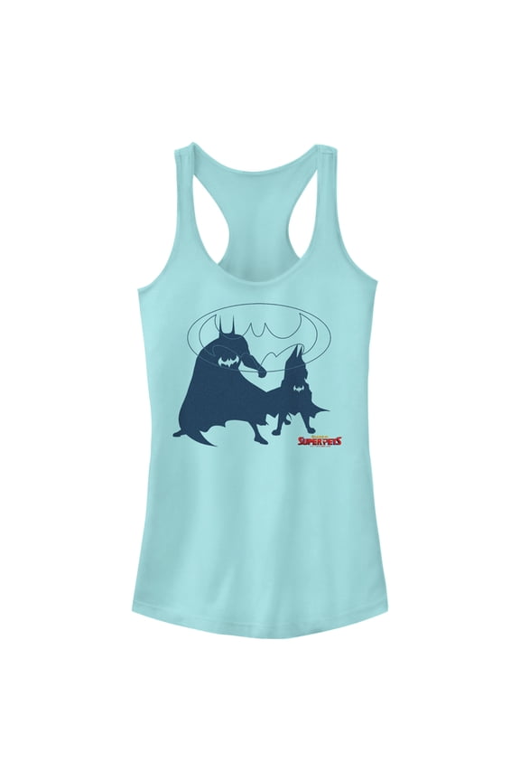 Junior's DC League of Super-Pets Batman and Ace Silhouettes  Racerback Tank Top Cancun 2X Large