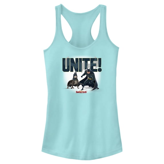 Junior's DC League of Super-Pets Batman and Ace Unite Racerback Tank Top Cancun Large