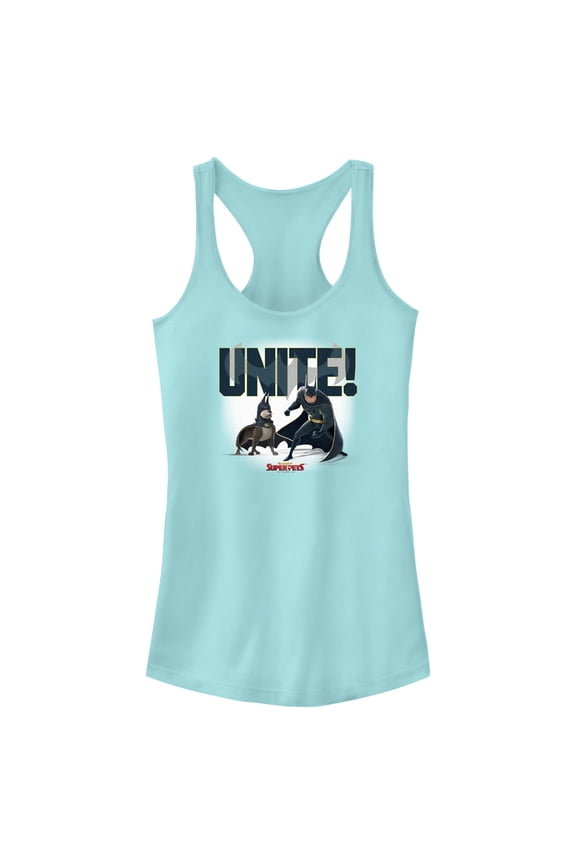 Junior's DC League of Super-Pets Batman and Ace Unite Racerback Tank Top Cancun X Large