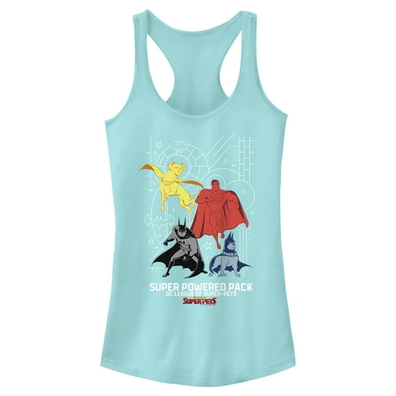 Junior's DC League of Super-Pets Chromatic Super Power Pack Racerback Tank Top Cancun X Large