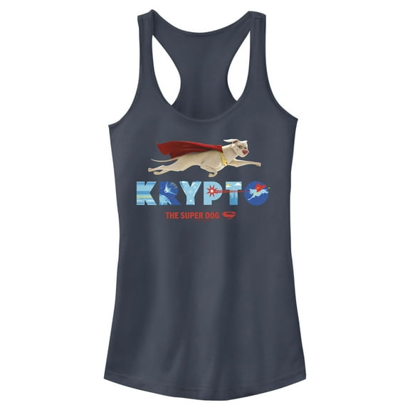 Junior's DC League of Super-Pets Krypto Super Dog Racerback Tank Top Indigo Medium