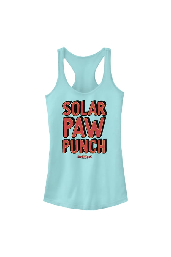 Junior's DC League of Super-Pets Solar Paw Punch Racerback Tank Top Cancun Large