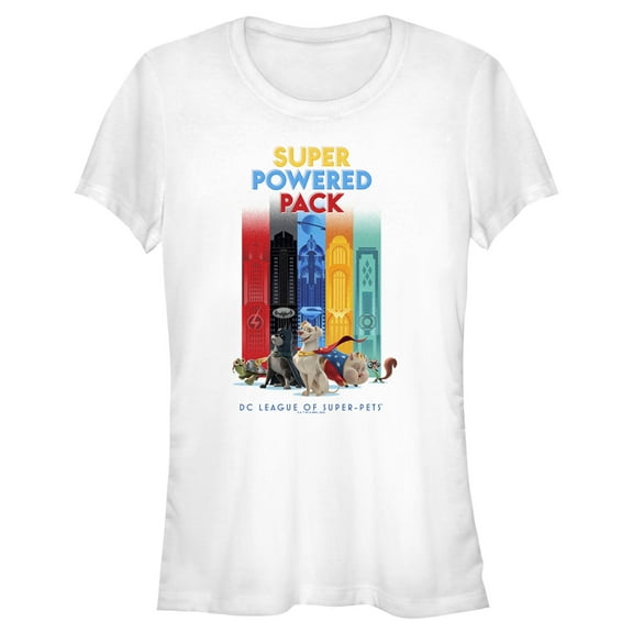 Junior's DC League of Super-Pets Super Powered Pack  Graphic Tee White 2X Large