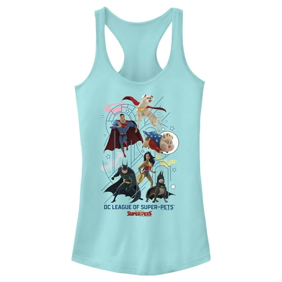 Junior's DC League of Super-Pets Super Squad  Racerback Tank Top Cancun Medium