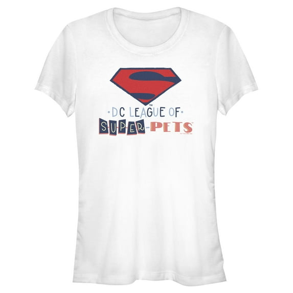 Junior's DC League of Super-Pets Superman Logo Cutouts Graphic Tee White Large