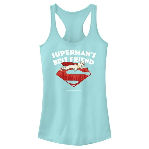 Junior's DC League of Super-Pets Superman's Best Friend Flying Krypto Racerback Tank Top Cancun X Small