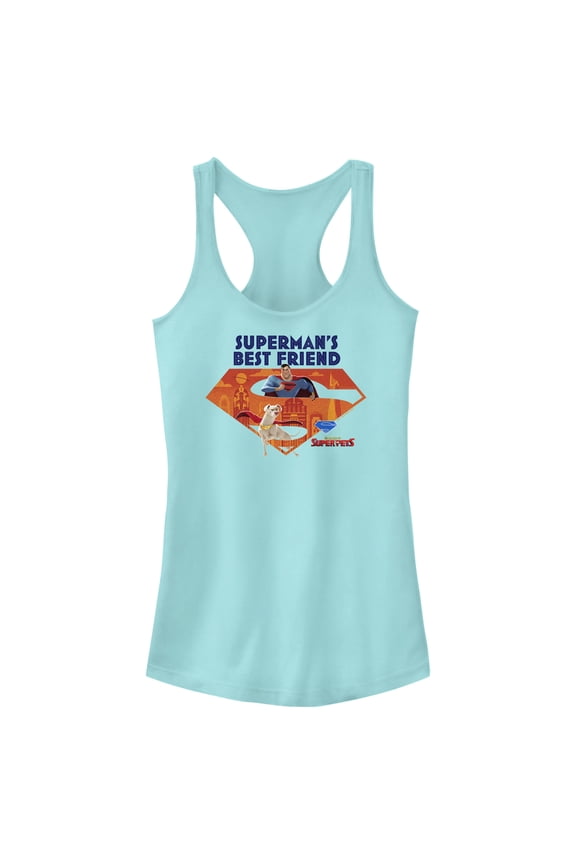Junior's DC League of Super-Pets Superman's Best Friend Krypto Logo  Racerback Tank Top Cancun X Large