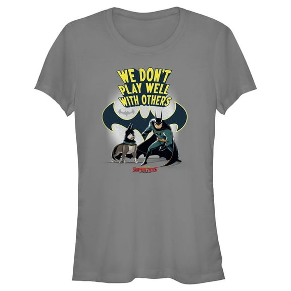 Junior's DC League of Super-Pets We Don’t Play Well With Others  Graphic Tee Charcoal 2X Large