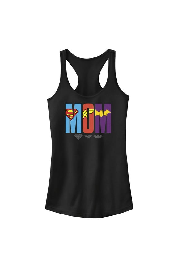 Junior's DC Super Hero Girls Hero Mom Racerback Tank Top Black Large