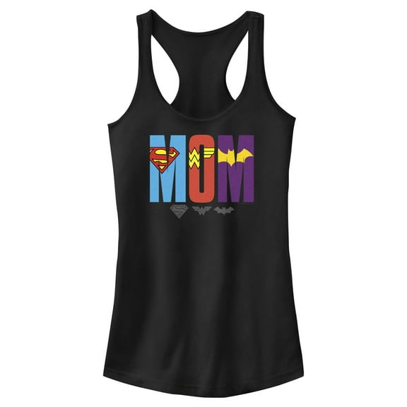 Junior's DC Super Hero Girls Hero Mom  Racerback Tank Top Black X Large