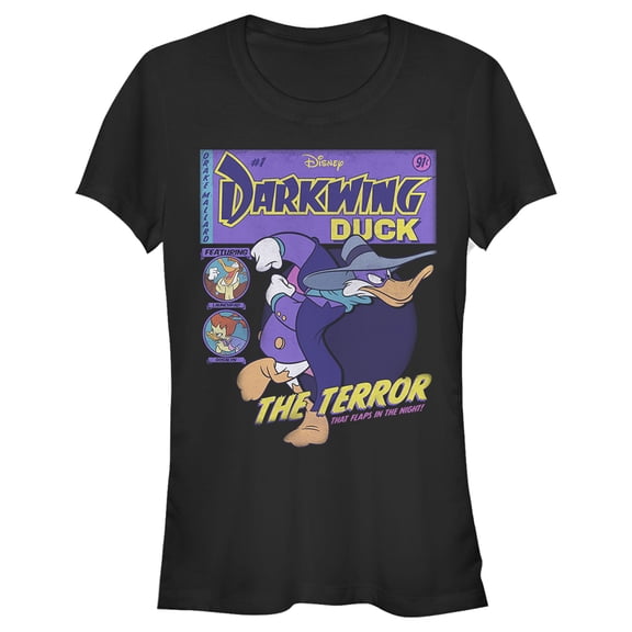Junior's Darkwing Duck The Terror That Flaps In The Night Comic Cover Graphic Tee Black Large