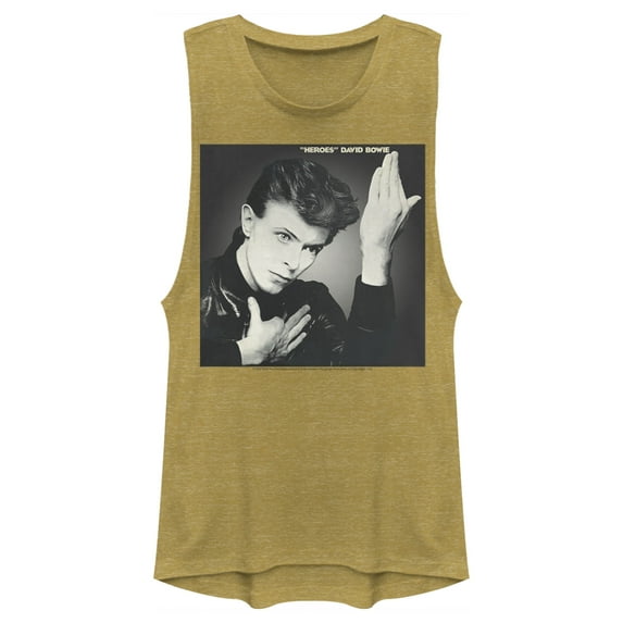 Junior's David Bowie Heroes Festival Muscle Graphic Tee Gold Heather Medium