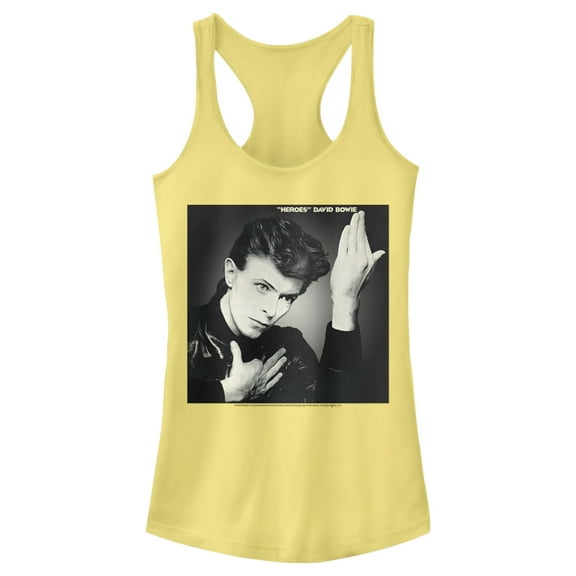 Junior's David Bowie Heroes  Racerback Tank Top Banana X Small
