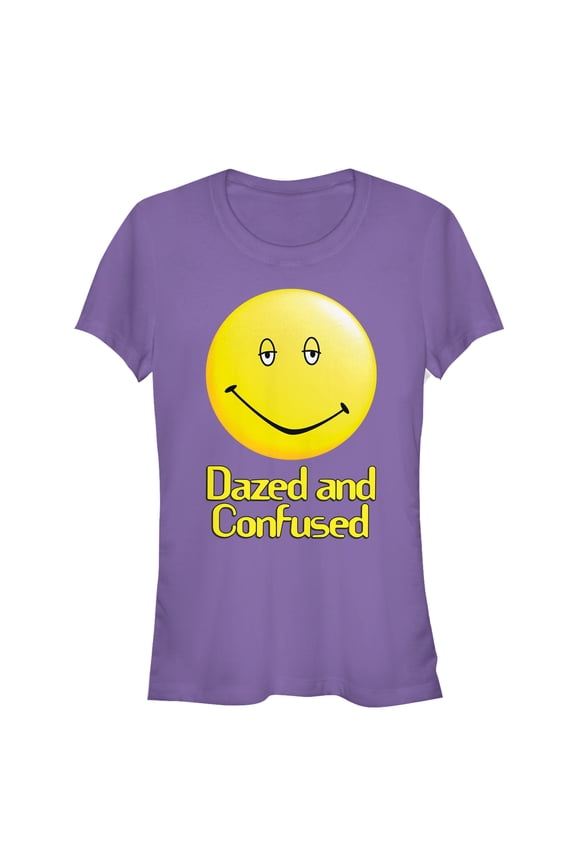 Junior's Dazed and Confused Big Smiley Logo  Graphic Tee Purple Large