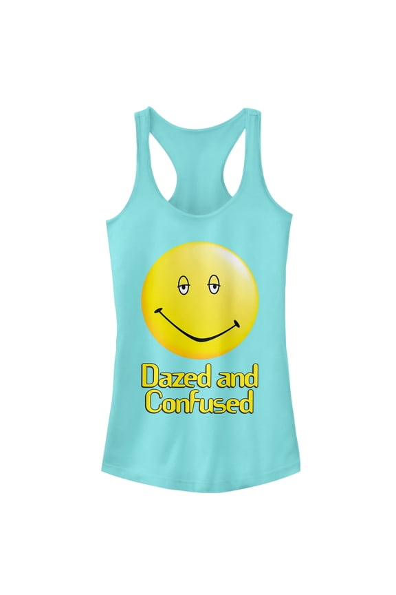 Junior's Dazed and Confused Big Smiley Logo Racerback Tank Top Cancun Medium