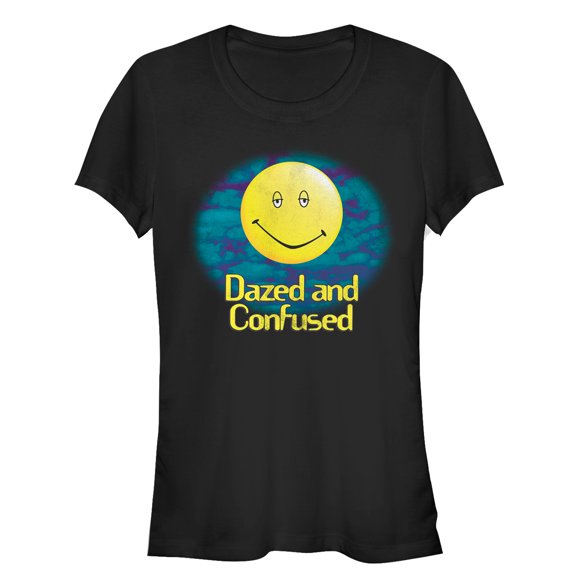 Junior's Dazed and Confused Cloudy Big Smiley Logo Graphic Tee Black 2X Large