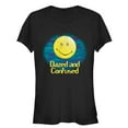 thumbnail image 1 of Junior's Dazed and Confused Cloudy Big Smiley Logo  Graphic Tee Black X Large, 1 of 2