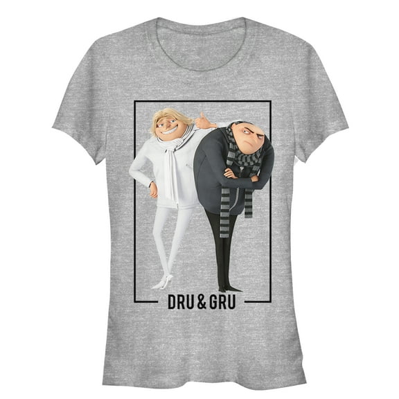 Junior's Despicable Me 3 Dru and Gru Brothers  Graphic Tee Athletic Heather Small