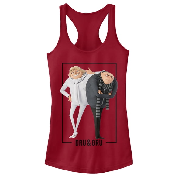 Junior's Despicable Me 3 Dru and Gru Brothers  Racerback Tank Top Scarlet Large