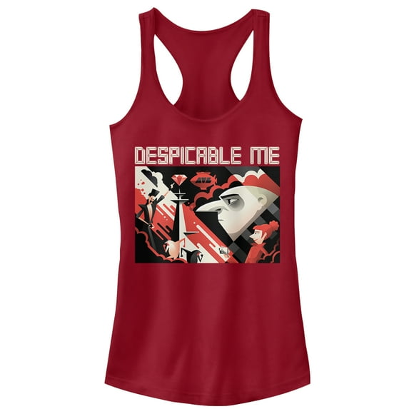 Junior's Despicable Me 3 Modern Gru Scene Racerback Tank Top Scarlet 2X Large