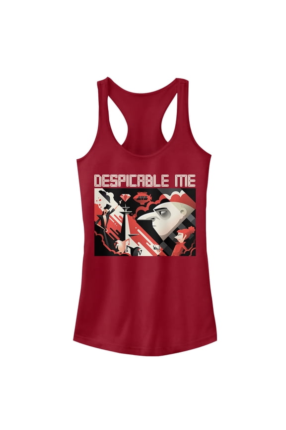 Junior's Despicable Me 3 Modern Gru Scene Racerback Tank Top Scarlet Large
