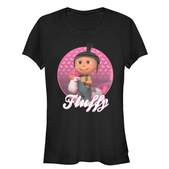 Junior's Despicable Me Agnes Fluffy Unicorn  Graphic Tee Black Large