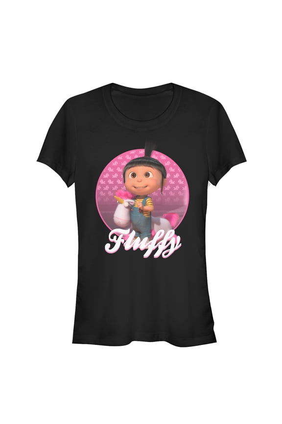 Junior's Despicable Me Agnes Fluffy Unicorn Graphic Tee Black Large