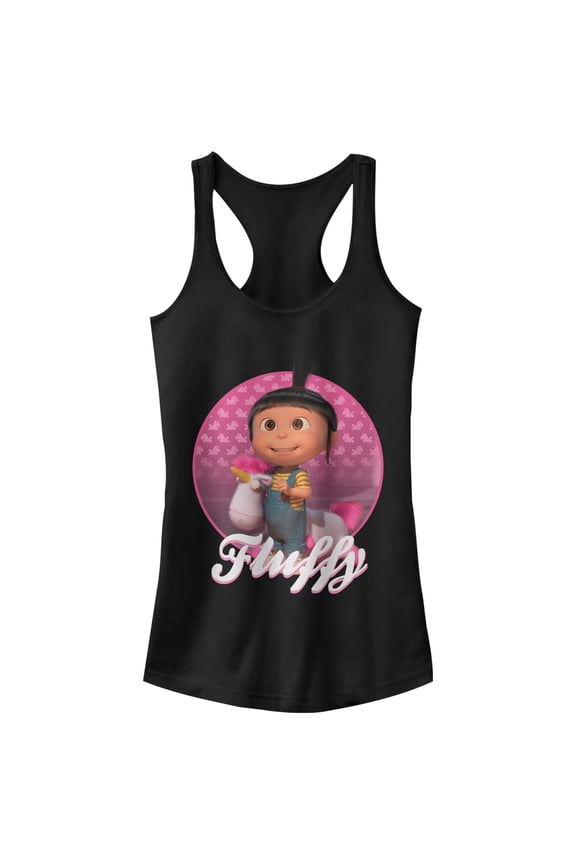 Junior's Despicable Me Agnes Fluffy Unicorn Racerback Tank Top Black Large