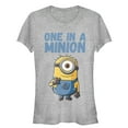 thumbnail image 1 of Junior's Despicable Me Cute One in a Minion  Graphic Tee Athletic Heather Large, 1 of 2