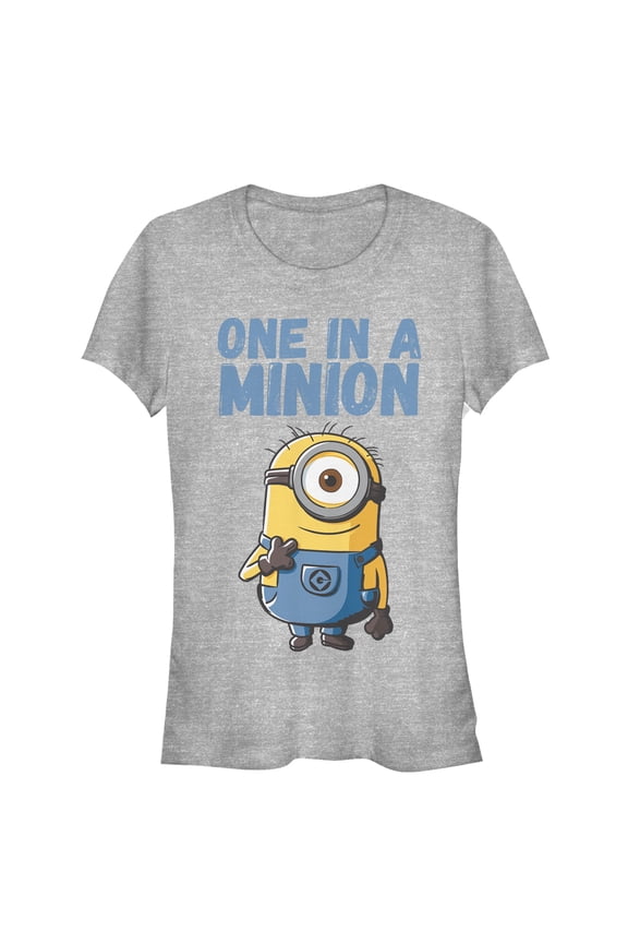 Junior's Despicable Me Cute One in a Minion Graphic Tee Athletic Heather Medium
