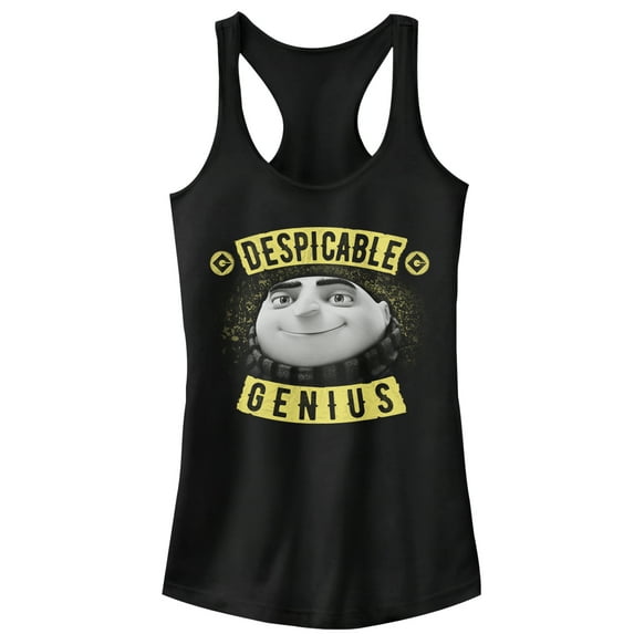 Junior's Despicable Me Evil Genius Gru Banner Racerback Tank Top Black X Large