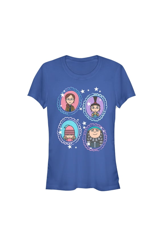 Junior's Despicable Me Family Portrait Graphic Tee Royal Blue Small