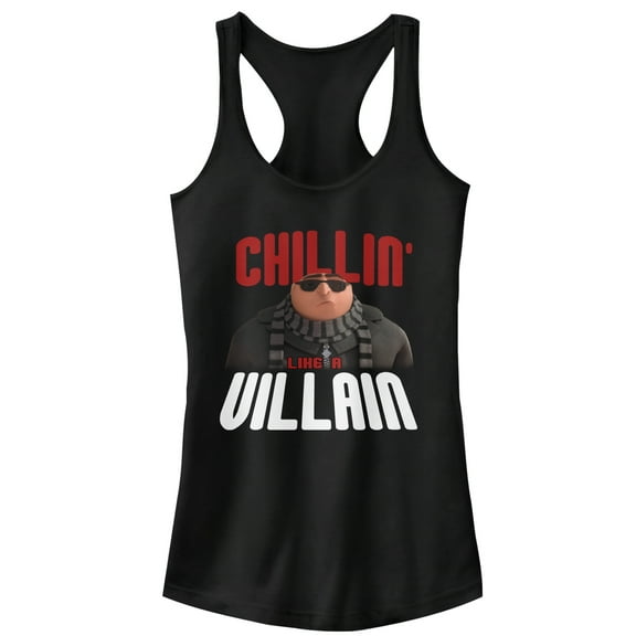 Junior's Despicable Me Gru Chillin' Like a Villain  Racerback Tank Top Black Medium